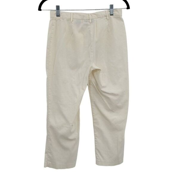 Vintage 90s Express Mid Rise Capri Pants 3/4 White Stretch Flat Front Flat Back - Picture 4 of 11